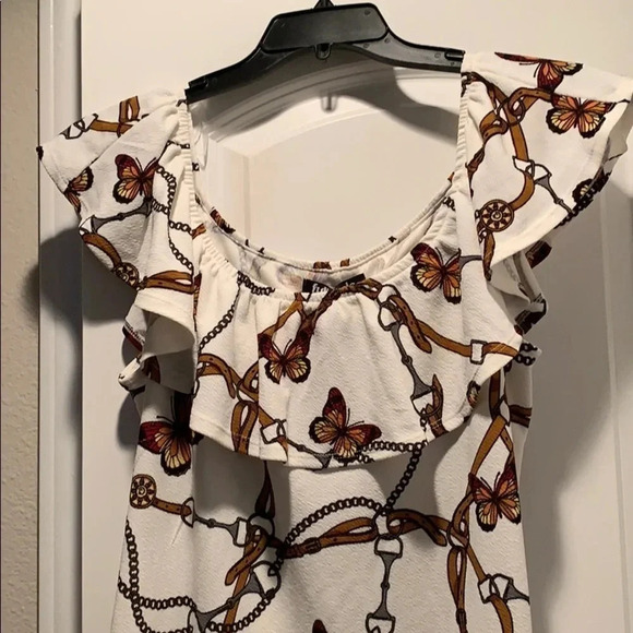 Butterfly Printed Ruffle Collar Dress - Picture 2 of 4